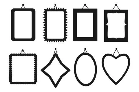 Frame in different variations silhouette line set Stock Illustration