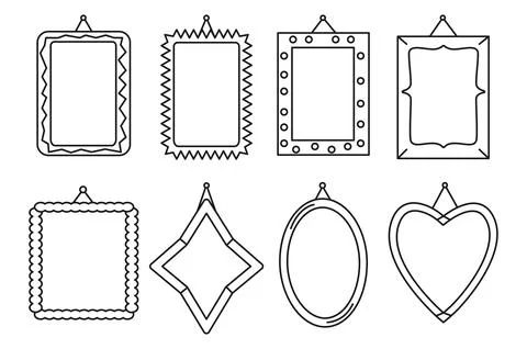 Frame in different variations silhouette line set Stock Illustration