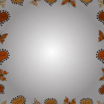Frame doodle. Seamless pattern. Illustration in black, orange and white colors. Stock Illustration