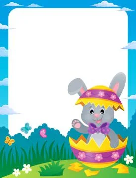Frame with Easter bunny in eggshell Stockillustratie