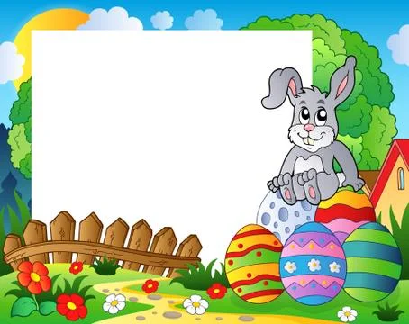 Frame with easter bunny theme - illustration. Stock Illustration