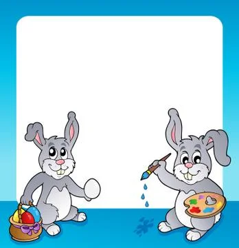 Frame with easter bunny topic - illustration. Stock Illustration