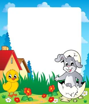 Frame with easter bunny topic - illustration. Stock Illustration