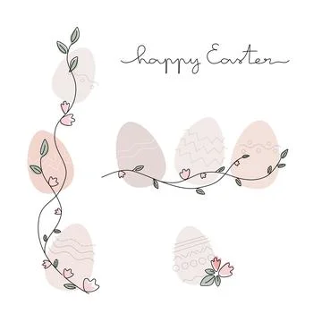 Frame from easter eggs flowers for invite, card, banner, mail with lettering Stock Illustration