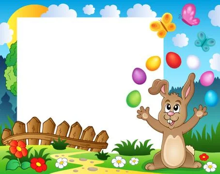 Frame with Easter rabbit theme - eps10 vector illustration. Stockillustratie