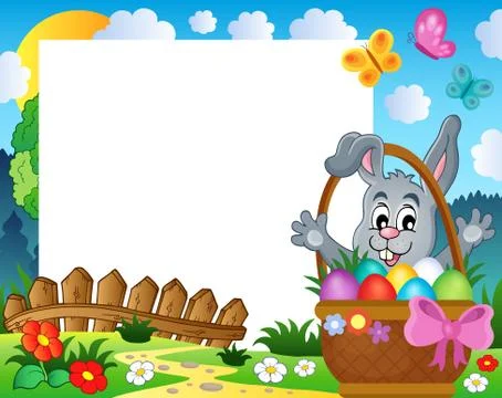 Frame with Easter rabbit theme - eps10 vector illustration. Illustrazione stock