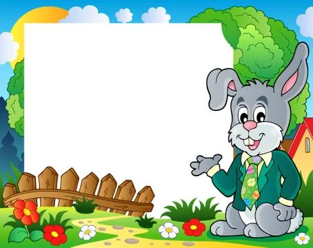 Frame with Easter rabbit theme - illustration. Stock Illustration