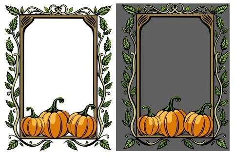 Frame empty with cute Pumpkins Stock Illustration