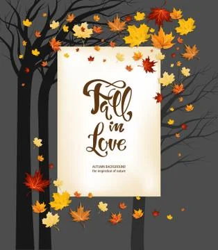 Frame Fall leaves on dark background Illustrazione stock