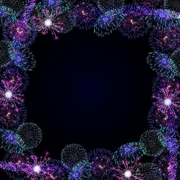 Frame with fireworks Stock Illustration