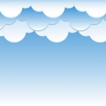 Frame of flat clouds, gradation of blue semicircular clouds template childrens Stock Illustration