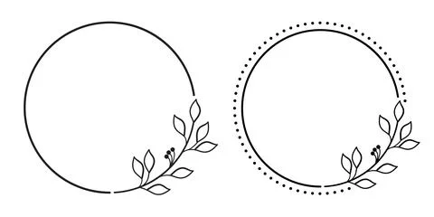 Frame from floral elements. Vector black and white round frame, border, div.. 库存插图