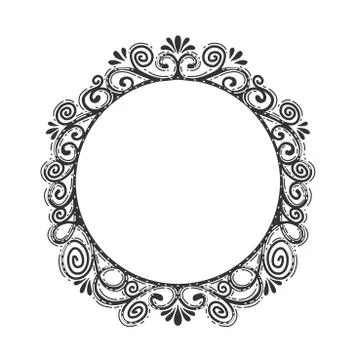 Frame of flowers .Flower pattern in a circle .Retro style Stock Illustration