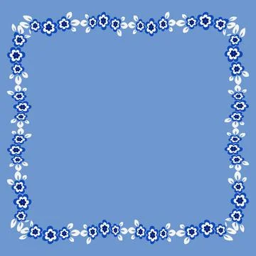 Frame of flowers on a square background stylized flowers and leaves - graphic Stock Illustration