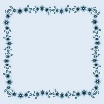 Frame of flowers on a square background stylized flowers and leaves - graphic Illustrazione stock