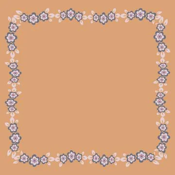Frame of flowers on a square background stylized flowers and leaves - graphic Illustrazione stock