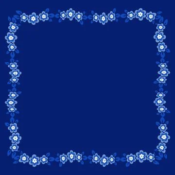 Frame of flowers on a square background stylized flowers and leaves - graphic Stock Illustration