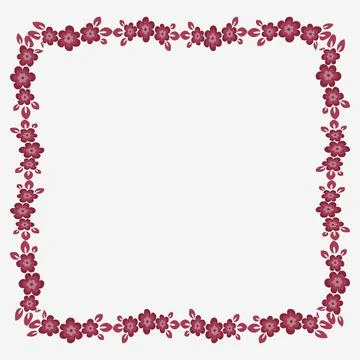 Frame of flowers on a square background stylized flowers and leaves - graphic Stock Illustration