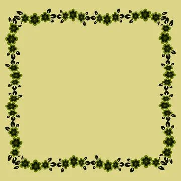 Frame of flowers on a square background stylized flowers and leaves - graphic Stock Illustration