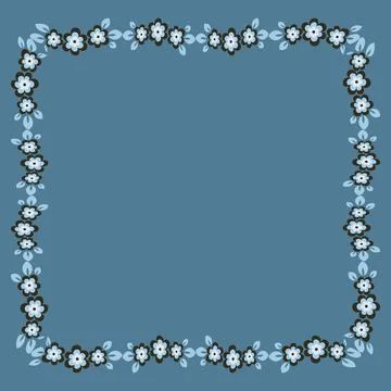 Frame of flowers on a square background stylized flowers and leaves - graphic Stock Illustration