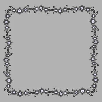 Frame of flowers on a square background stylized flowers and leaves - graphic Stock Illustration