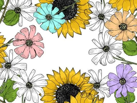 Frame of flowers in vector Illustrazione stock