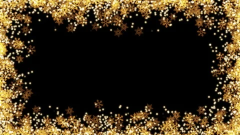 Frame in the form of a rectangle of moving white and yellow snowflakes on a Stock Footage 254974807
