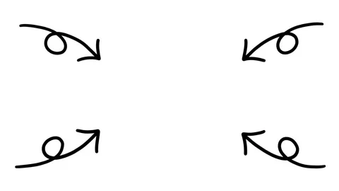 Frame of four curly doodle arrows, stop motion animation on a white background Stock Footage 228631876