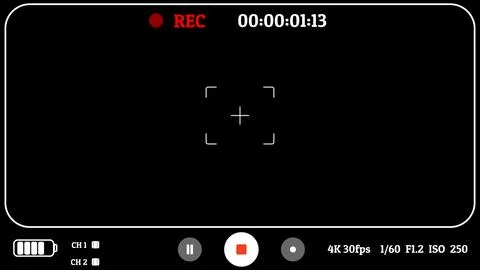 Frame frame shows button information like when recording a video with a bla.. Stock Illustration