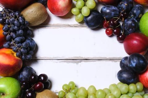 Frame of fruit on the table Stock Photos