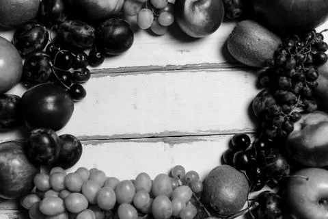 Frame of fruit on the table Stock Photos