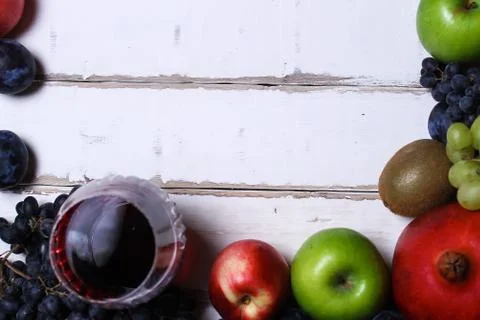 Frame of fruit on the table Stock Photos