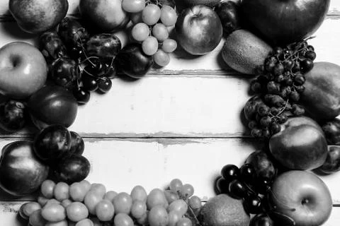 Frame of fruit on the table Stock Photos