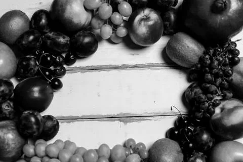Frame of fruit on the table Stock Photos