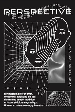 Frame with geometric elements in white and black color. Abstract background Stock Illustration