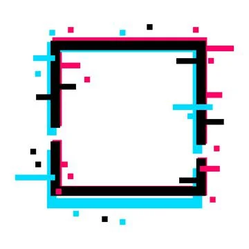 Frame of geometric shape with glitch effect. Modern trendy design elements.  Stock Illustration