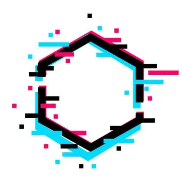 Frame of geometric shape with glitch effect. Modern trendy design elements.  스톡 일러스트