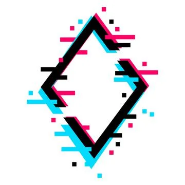 Frame of geometric shape with glitch effect. Modern trendy design elements. 스톡 일러스트