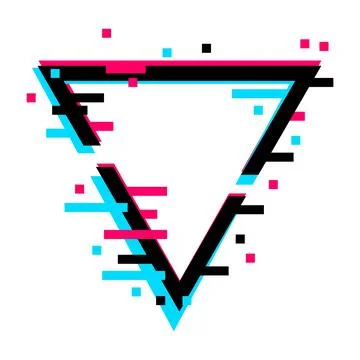 Frame of geometric shape with glitch effect. Modern trendy design elements.  イラスト素材