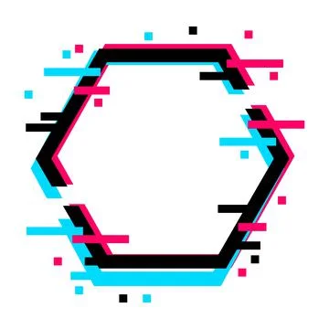Frame of geometric shape with glitch effect. Modern trendy design elements.  Stock Illustration