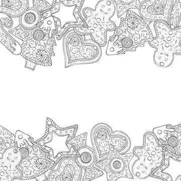 Frame with gingerbread cookies. Stock Illustration