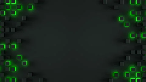 Frame of glowing green cubes seamless loop 3D animation 4k UHD 3840x2160 Stock Footage 101862116