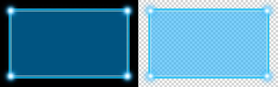 Frame glowing neon rectangle border with soft blue light corners and futuristic  Illustrazione stock