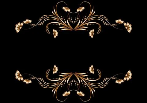 Frame of gold floral patterns Stock Illustration