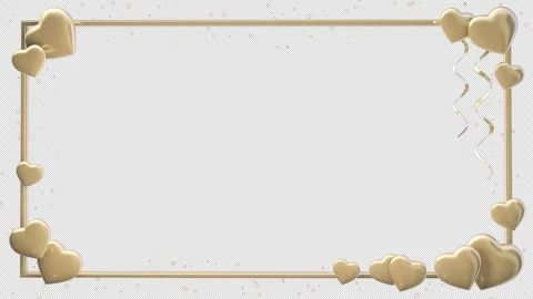Frame with gold hearts on a seamless loop Stock-Footage 262259068