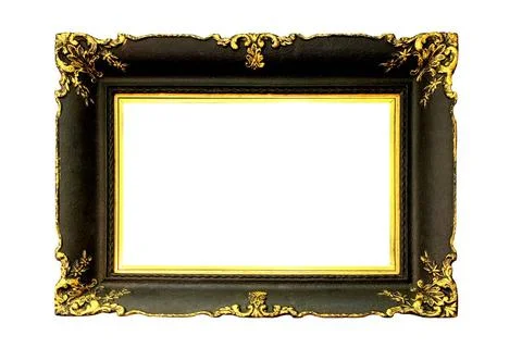 Frame with gold Rectangular old frame isolated included clipping path Copy... 库存照片