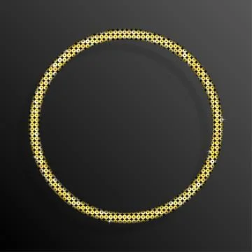 Frame Gold Sequins Circle. Glitter, sparkle. Stock Illustration