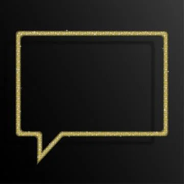 Frame Gold Sequins Speech Bubble. Sparkle, Stars. Stock Illustration