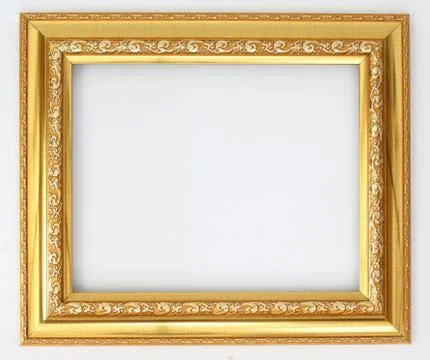 Frame gold on a white background. Stock Photos