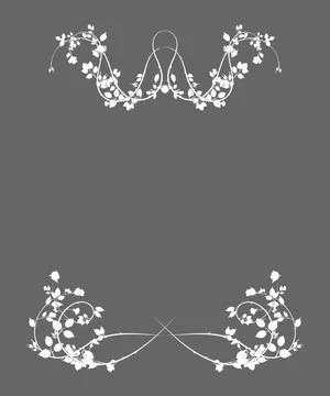 Frame on gray background roses weave plants. stock Stock Illustration